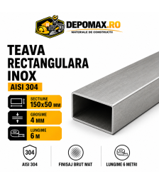 Teava rectangulara inox AISI 304, 150 x 50 x 4 mm, 6 metri